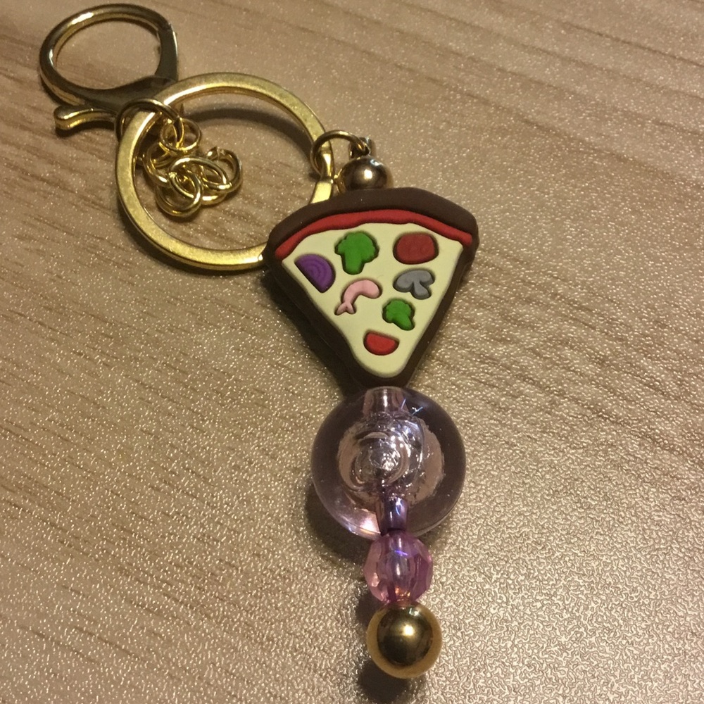 Pizza Slice Keychain with Beads
